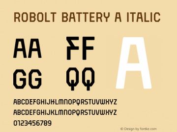 Robolt Battery A Italic Version 1.000 Font Sample