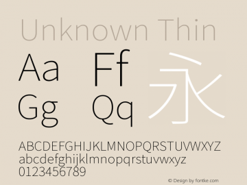 Unknown Thin Version 1.0 Font Sample