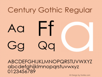 Century Gothic Regular Version 1.27 Font Sample