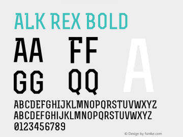 ALK Rex Bold Version 1.000 Font Sample