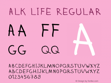 ALK Life Regular Version 1.000 Font Sample