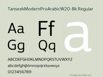 TanseekModernProArabicW20-Bk Regular Version 1.00 Font Sample