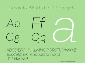 CorporativeW00-ThinItalic Regular Version 1.00 Font Sample