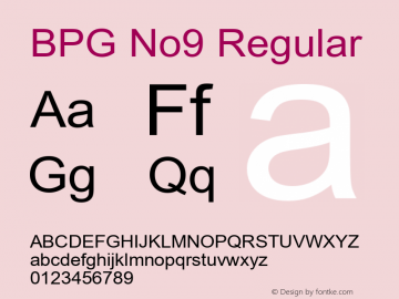 BPG No9 Regular Version 1.000 2012 initial release图片样张