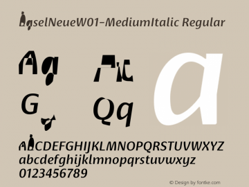 BaselNeueW01-MediumItalic Regular Version 1.00 Font Sample