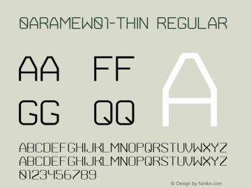 0ArameW01-Thin Regular Version 1.20 Font Sample