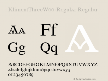 KlimentThreeW00-Regular Regular Version 1.00 Font Sample