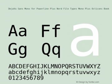 DejaVu Sans Mono for Powerline Plus Nerd File Types Mono Plus Octicons Book Version 2.33 Font Sample