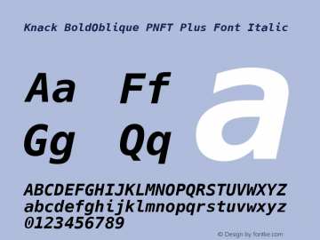 Knack BoldOblique PNFT Plus Font Italic Version 2.009;PS 002.009;hotconv 1.0.70;makeotf.lib2.5.58329图片样张