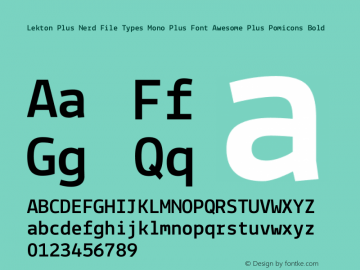 Lekton Plus Nerd File Types Mono Plus Font Awesome Plus Pomicons Bold Version 34.000 Font Sample