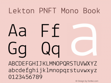 Lekton PNFT Mono Book Version 34.000 Font Sample