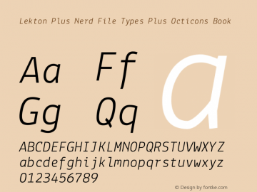Lekton Plus Nerd File Types Plus Octicons Book Version 3.000 Font Sample