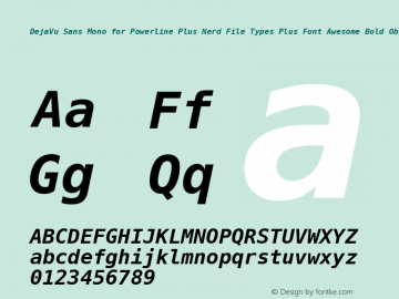 DejaVu Sans Mono for Powerline Plus Nerd File Types Plus Font Awesome Bold Oblique Version 2.33 Font Sample