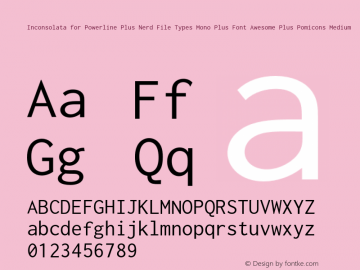 Inconsolata for Powerline Plus Nerd File Types Mono Plus Font Awesome Plus Pomicons Medium Version 001.010;Nerd Fonts 0图片样张