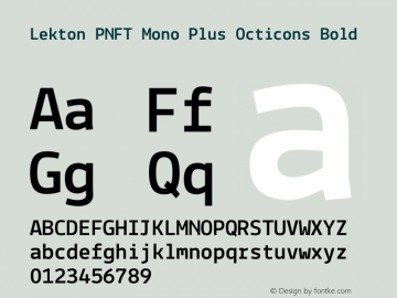 Lekton PNFT Mono Plus Octicons Bold Version 34.000 Font Sample