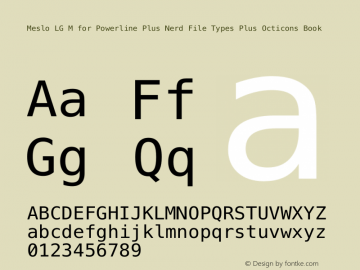 Meslo LG M for Powerline Plus Nerd File Types Plus Octicons Book 1.210 Font Sample