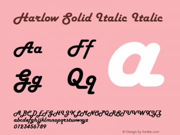 Harlow Solid Italic Italic Version 1.50 Font Sample
