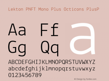 Lekton PNFT Mono Plus Octicons PlusP Version 34.000 Font Sample