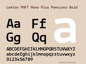 Lekton PNFT Mono Plus Pomicons Bold Version 34.000 Font Sample