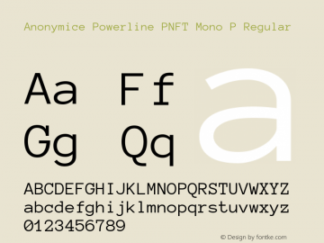 Anonymice Powerline PNFT Mono P Regular Version 1.002 Font Sample