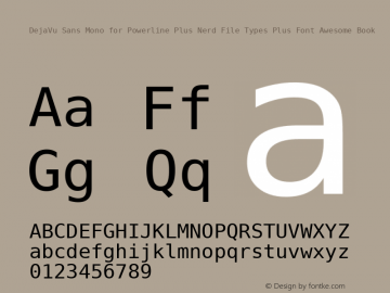 DejaVu Sans Mono for Powerline Plus Nerd File Types Plus Font Awesome Book Version 2.33 Font Sample