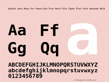 DejaVu Sans Mono for Powerline Plus Nerd File Types Plus Font Awesome Bold Version 2.33 Font Sample