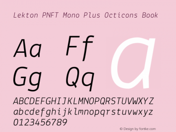 Lekton PNFT Mono Plus Octicons Book Version 3.000 Font Sample