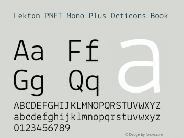 Lekton PNFT Mono Plus Octicons Book Version 34.000 Font Sample