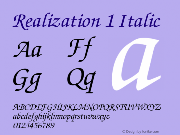 Realization 1 Italic 1.0 Mon May 01 07:20:32 1995 Font Sample