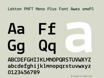 Lekton PNFT Mono Plus Font Awes omePl Version 34.000图片样张