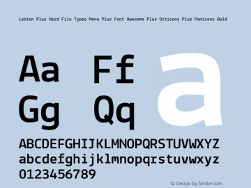 Lekton Plus Nerd File Types Mono Plus Font Awesome Plus Octicons Plus Pomicons Bold Version 34.000图片样张