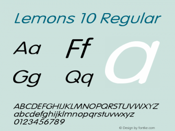 Lemons 10 Regular 1.0 Mon May 01 08:15:52 1995 Font Sample