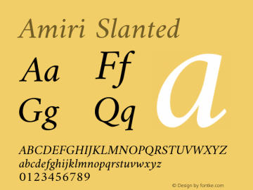 Amiri Slanted Version 000.108 Font Sample