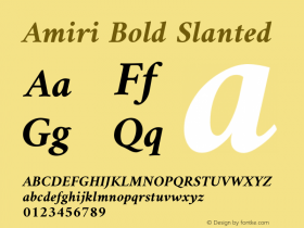 Amiri Bold Slanted Version 000.108 Font Sample