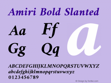 Amiri Bold Slanted Version 000.108 Font Sample