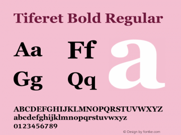 Tiferet Bold Regular Version 1.001 Font Sample