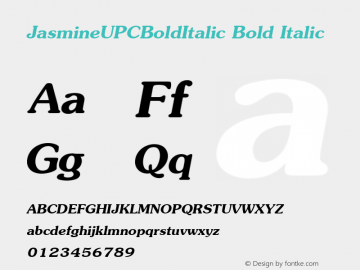JasmineUPCBoldItalic Bold Italic Version 5.2图片样张