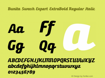 Bunita Swash Expert ExtraBold Regular Italic Version 1.141图片样张