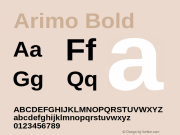 Arimo Bold Version 1.30 Font Sample