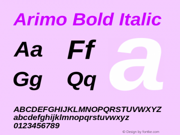 Arimo Bold Italic Version 1.30 Font Sample