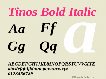 Tinos Bold Italic Version 1.30 Font Sample