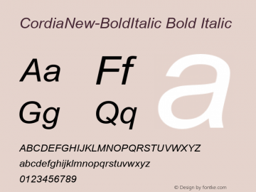 CordiaNew-BoldItalic Bold Italic Version 5.1 Font Sample