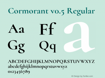 Cormorant v0.5 Regular Version 1.000;PS 000.005;hotconv 1.0.70;makeotf.lib2.5.58329图片样张