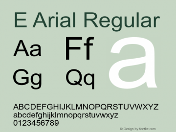 E Arial Regular MS core font:V1.00 Font Sample