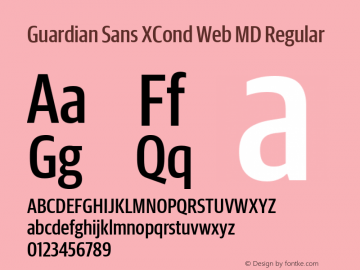 Guardian Sans XCond Web MD Regular Version 1.1 2012 Font Sample