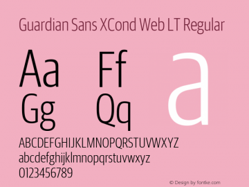 Guardian Sans XCond Web LT Regular Version 1.1 2012 Font Sample