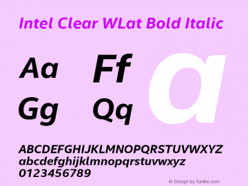 Intel Clear WLat Bold Italic Version 2.100 Font Sample