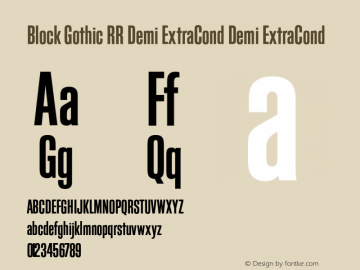 Block Gothic RR Demi ExtraCond Demi ExtraCond Version 1.001图片样张