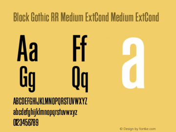 Block Gothic RR Medium ExtCond Medium ExtCond Version 1.001 Font Sample