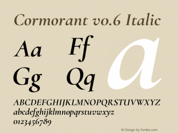 Cormorant v0.6 Italic Version 1.000;PS 000.006;hotconv 1.0.70;makeotf.lib2.5.58329图片样张